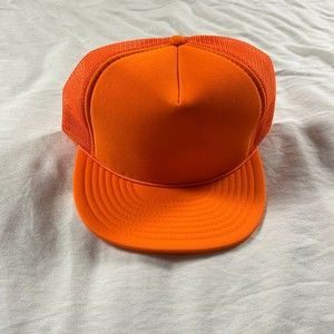 Men Trucker Hat Mesh Foam Cap Snapback Baseball Adjustable Plain Bright Orange